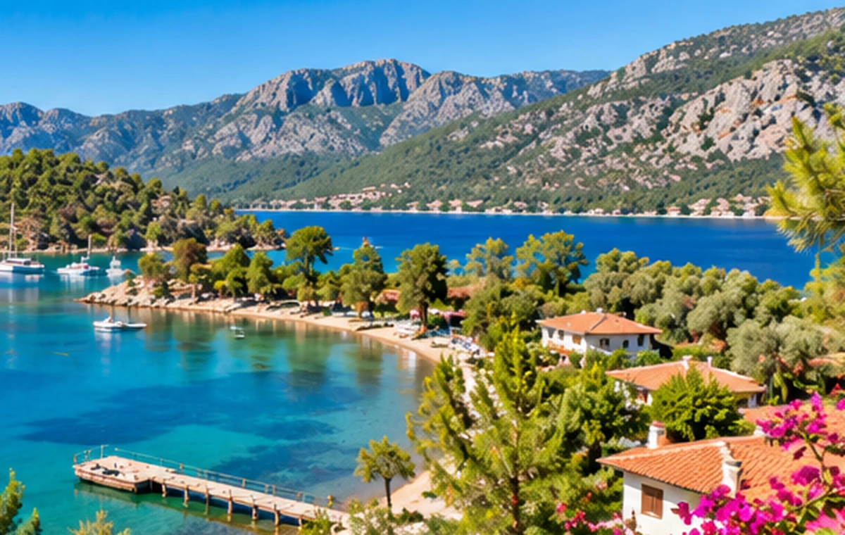 Orhaniye kıyısında gün batımı ve deniz manzarası